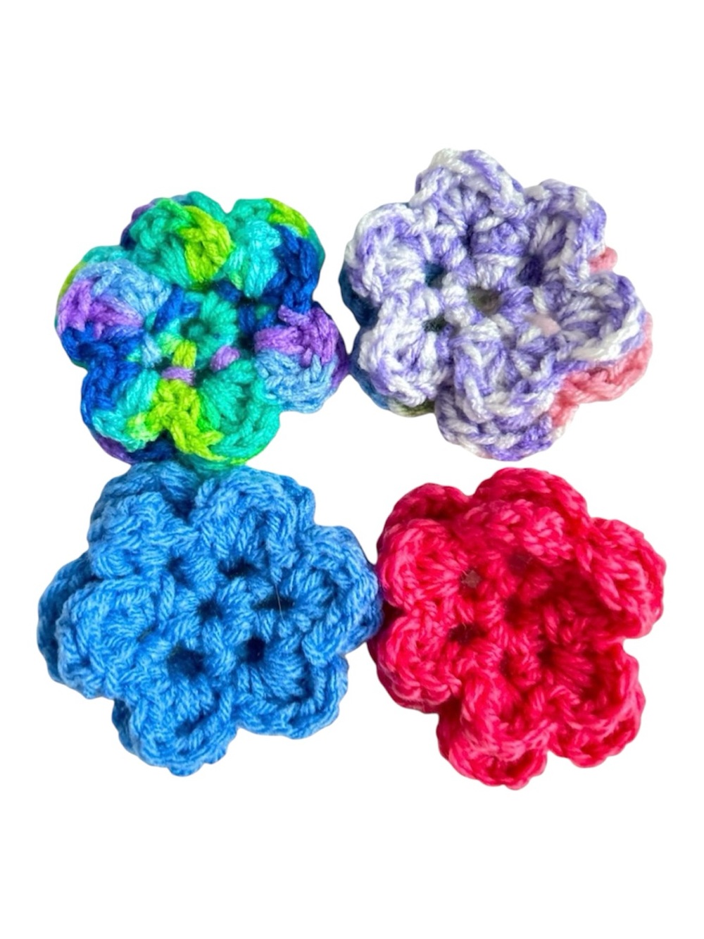HAND CRAFTED Colorful Floral Four Crocheted Dog Collar Flowers Attachments